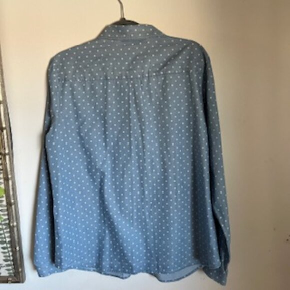 LOFT Blue Polka Dot Button Down Shirt - Picture 2 of 11